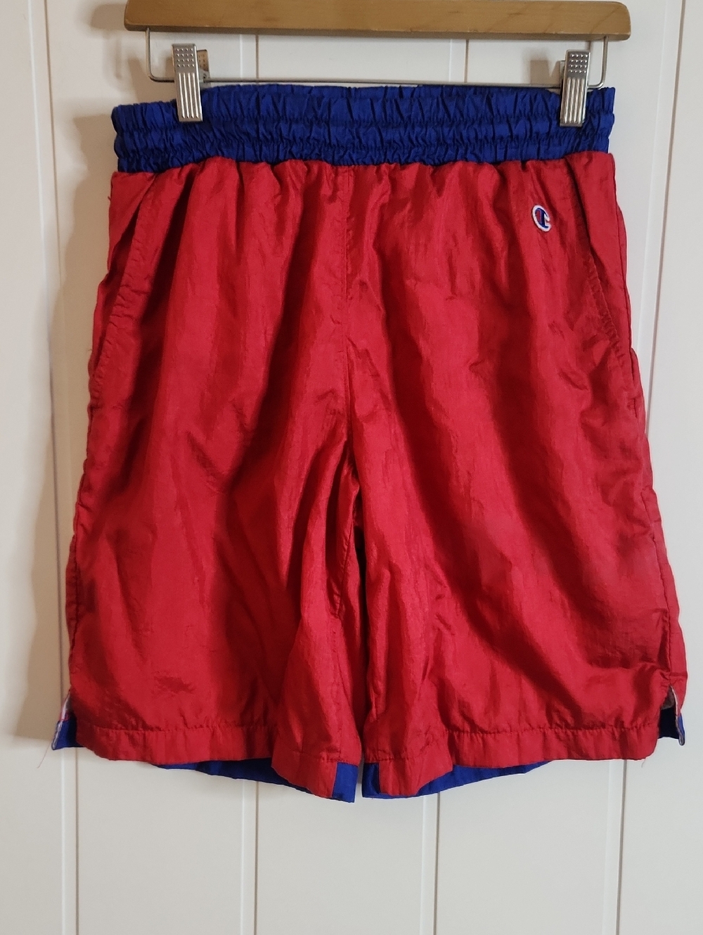 Champion Y2K Red  Bathing suit Shorts with Royal Blue Waistband Mesh Liner